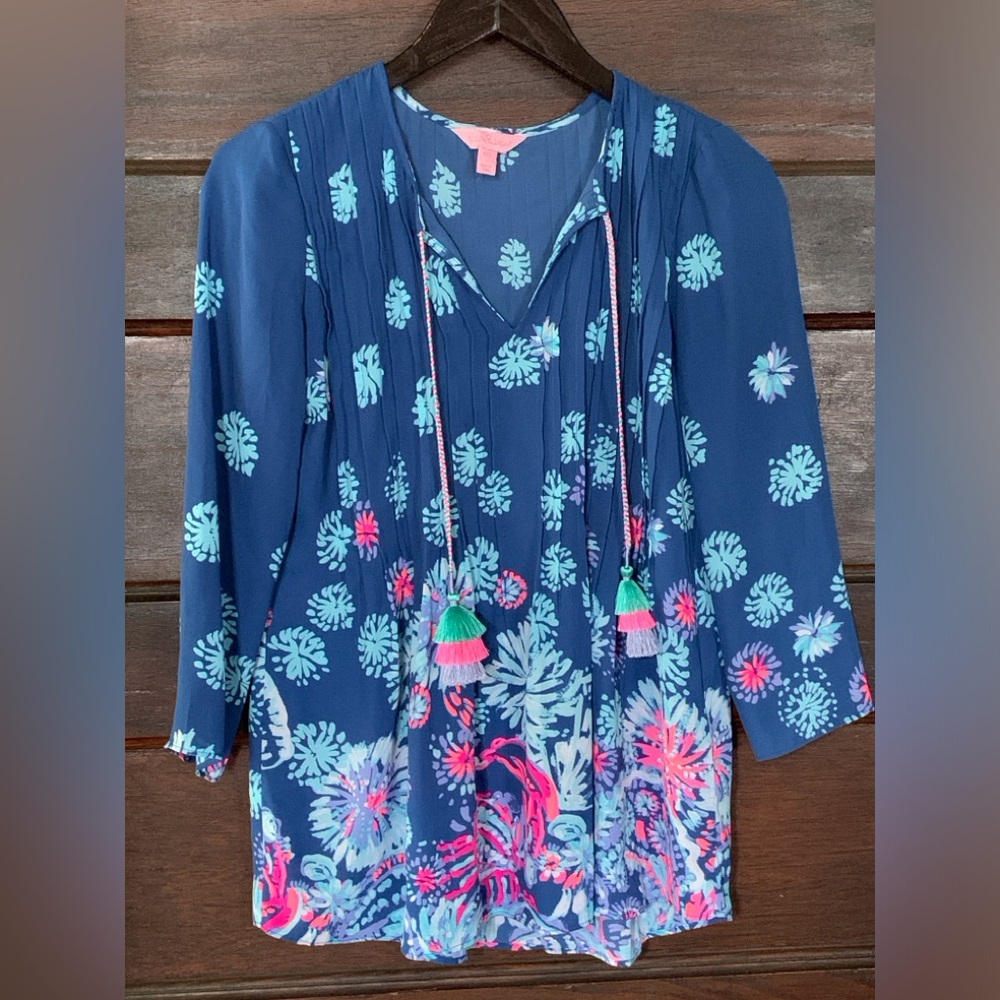 Lilly Pulitzer Blue Floral Tunic